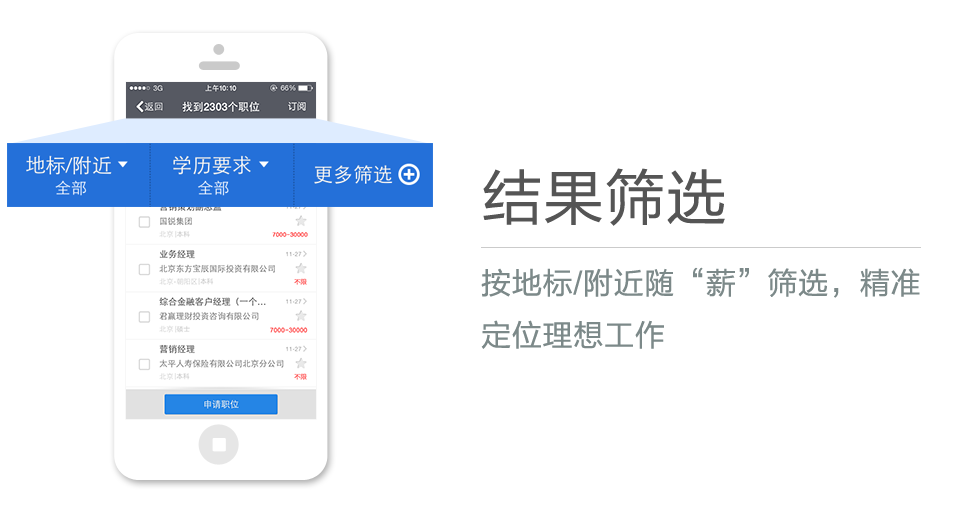 按地标/附近随“薪”篩選，精準定位理想工作